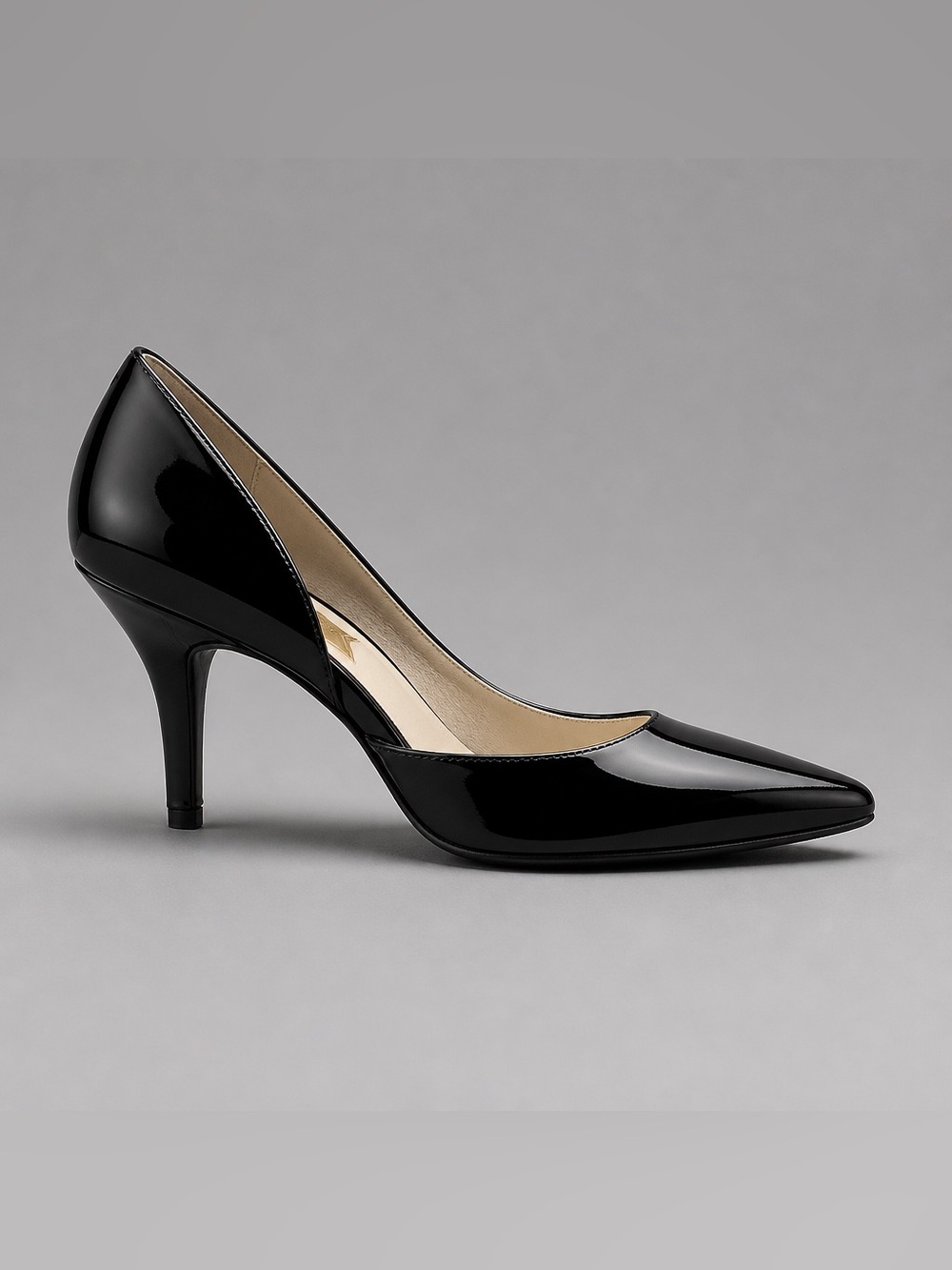 Michael Kors Black Patent Pointed-Toe Mid Heel Pump